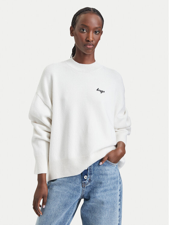 HUGO Sweter Shenny_B 50569622 Kremowy Oversize