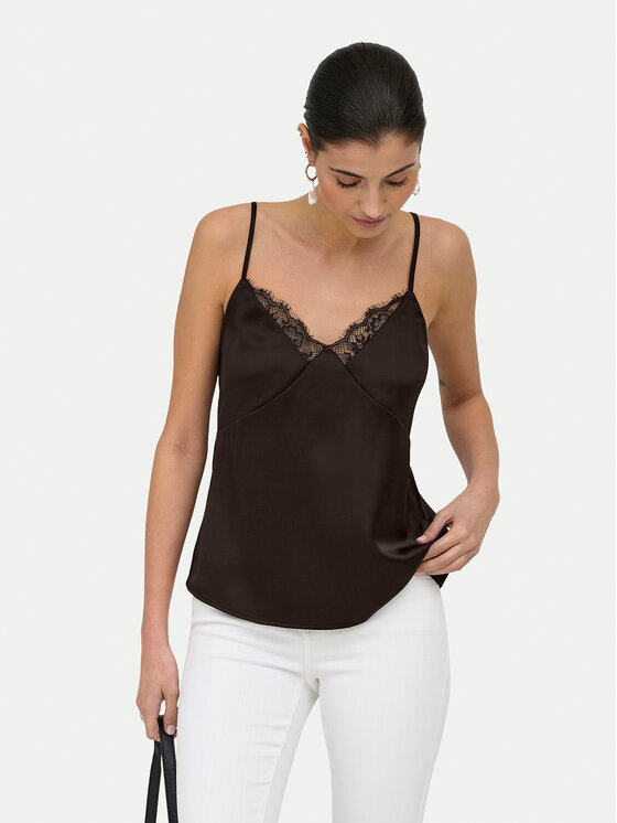 ONLY Top Faraya 15380254 Brązowy ciemny Regular Fit