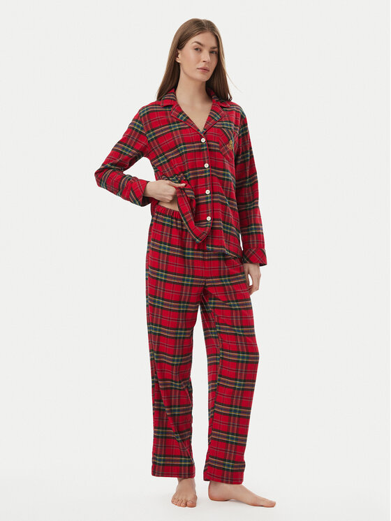 LAUREN RALPH LAUREN Piżama ILN92551F Czerwony Relaxed Fit