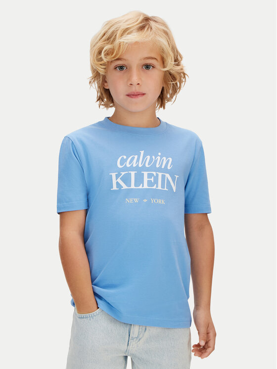 Calvin Klein Jeans T-Shirt LVCKSJA07B Błękitny Regular Fit