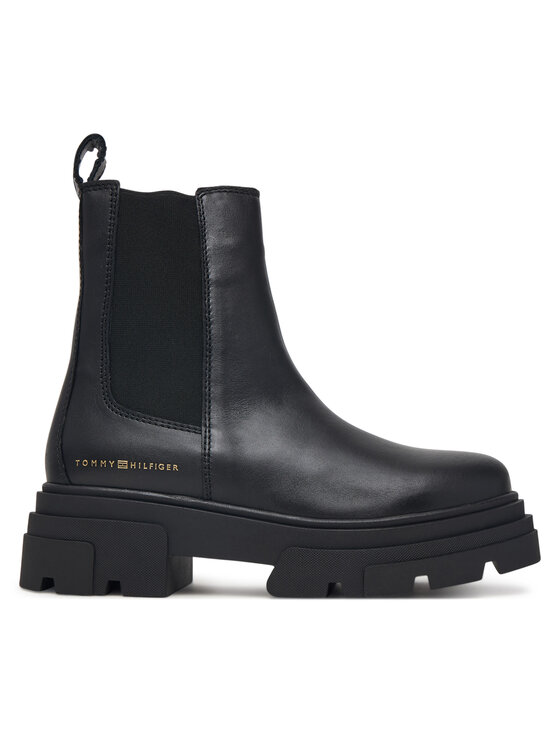 Tommy Hilfiger Sztyblety Leather Chunky Chelsea Boot FW0FW09679 Czarny