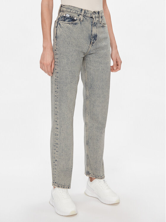 Calvin Klein Jeans Jeansy High Rise Straight J20J222455 Granatowy Straight Fit