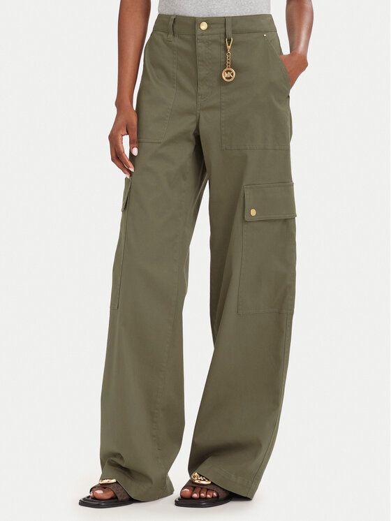 MICHAEL Michael Kors Spodnie cargo MT631013X6 Beżowy ciemny Wide Leg