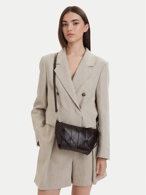 Calvin Klein Torebka Woven Shoulder Bag LV04F3546G Brązowy