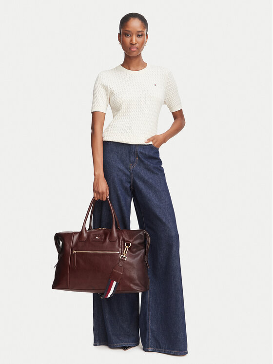 Tommy Hilfiger Torba weekendowa Th Casual Leather Duffle AM0AM14745 Brązowy