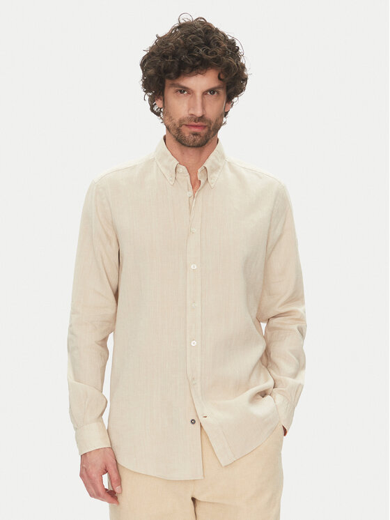 Hechter Paris Koszula 60356 151600 Beżowy Regular Fit