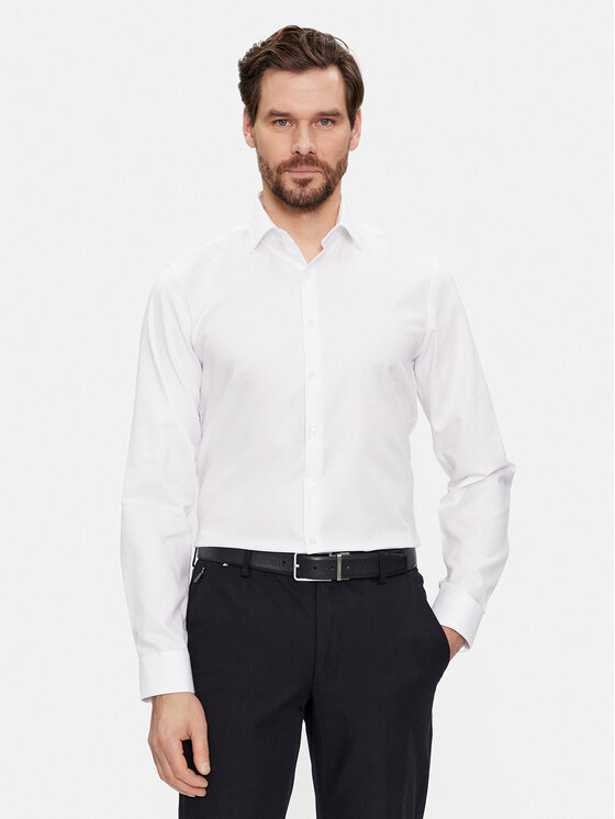 Calvin Klein Koszula K10K108426 Biały Slim Fit