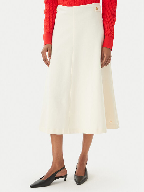 Tommy Hilfiger Spódnica midi WW0WW47886 Écru Regular Fit