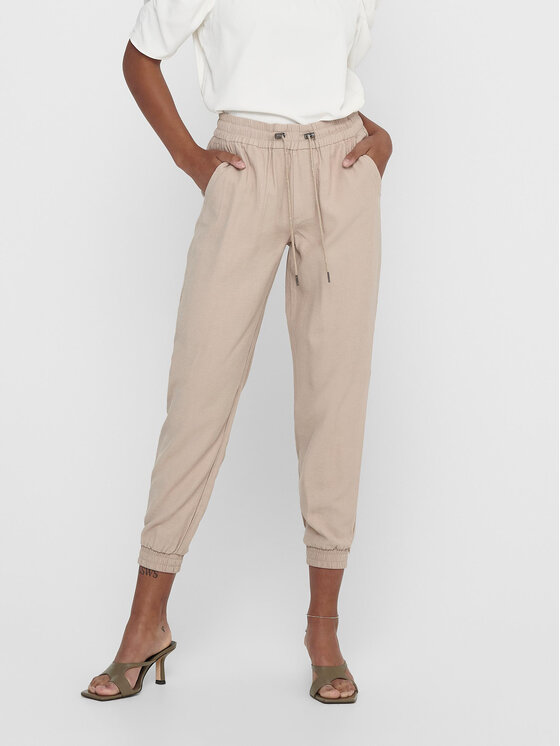 ONLY Spodnie dresowe 15203946 Beżowy Regular Fit