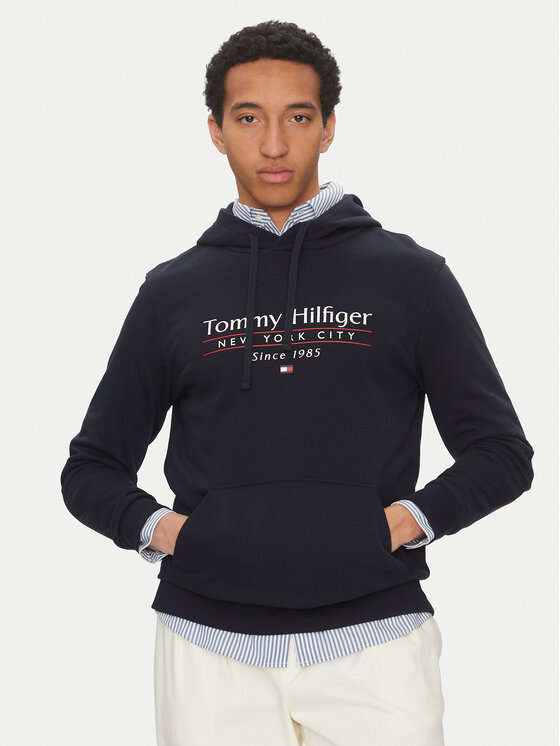 Tommy Hilfiger Bluza Center Stack MW0MW38672 Granatowy Regular Fit