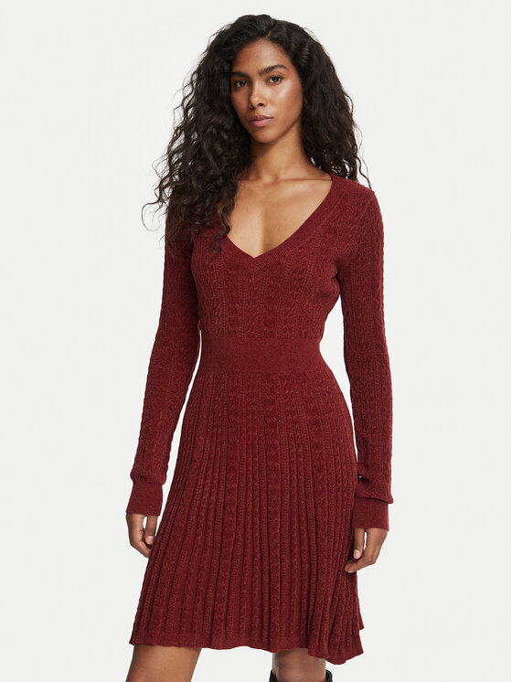 Guess Sukienka dzianinowa W6BK31 Z1443 Bordowy Regular Fit