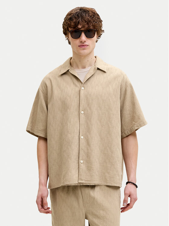 Jack & Jones Koszula Montauk 12293555 Beżowy Regular Fit