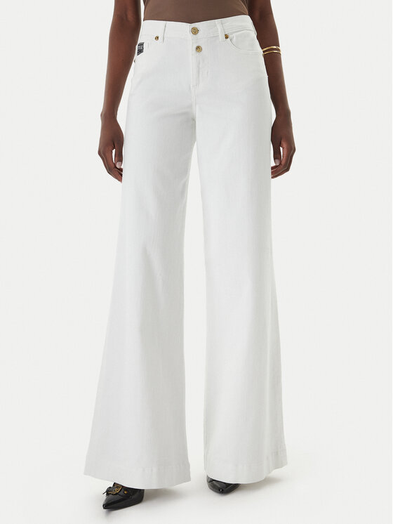Versace Jeans Couture Jeansy 80HAB561 CEWCA Biały Wide Leg