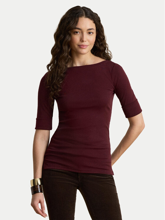 LAUREN RALPH LAUREN Bluzka 200654963196 Bordowy Slim Fit