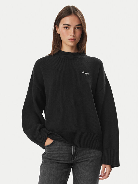 HUGO Sweter Shenny_B  50569622 Czarny Relaxed Fit