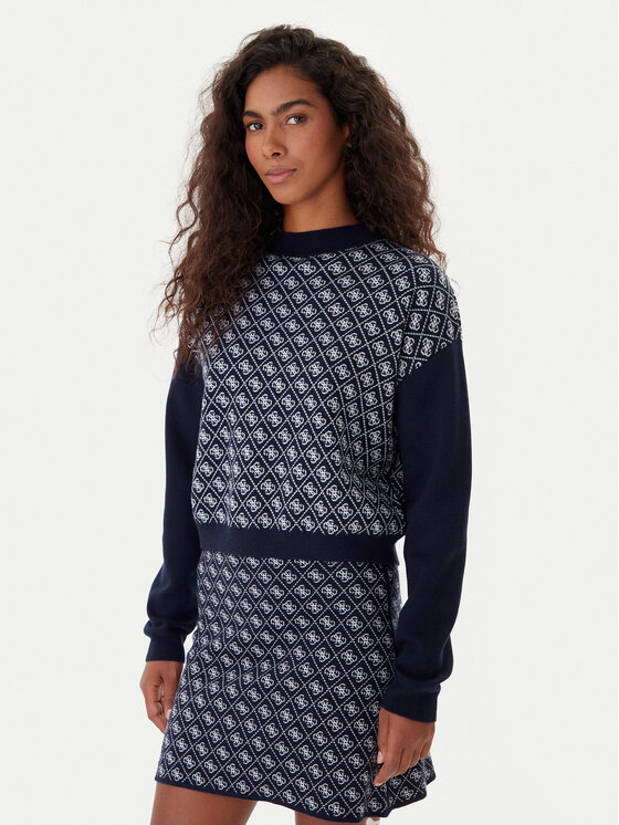 Guess Sweter W5BR23 Z3JD2 Granatowy Relaxed Fit