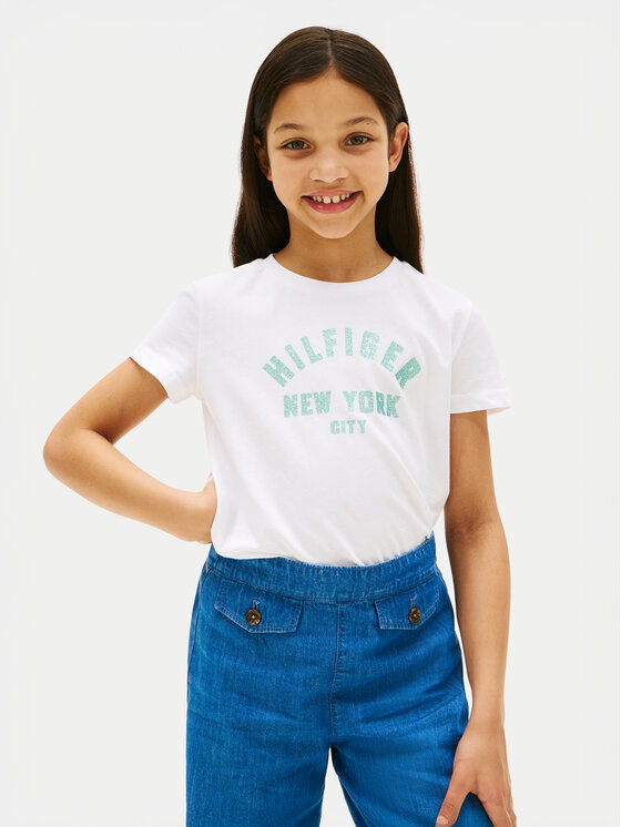 Tommy Hilfiger T-Shirt Graphic KG0KG08813 Biały Regular Fit