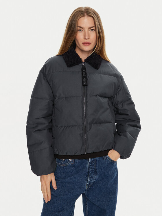 Calvin Klein Jeans Kurtka zimowa Aviator J20J224121 Czarny Relaxed Fit