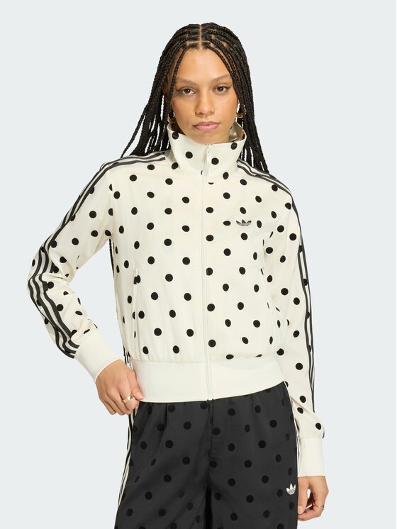 adidas Bluza Satin Polka Dots Tt Track Top KV1165 Kremowy Regular Fit