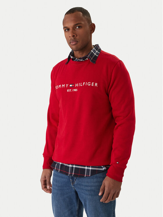 Tommy Hilfiger Bluza Logo MW0MW11596 Czerwony Regular Fit