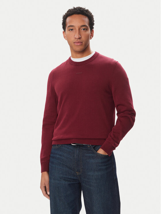 HUGO Sweter San Cassius-C2 50553588 Bordowy Slim Fit