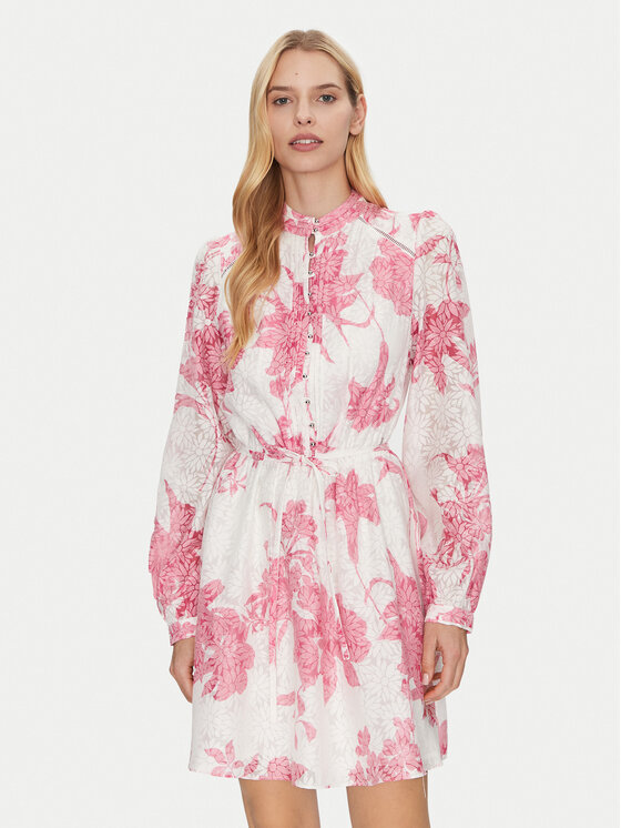 Guess Sukienka koktajlowa W5GK07 WH4K2 Biały Regular Fit