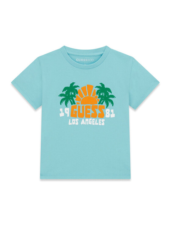 Guess T-Shirt N6GI09 K8HM4 Niebieski jasny Regular Fit