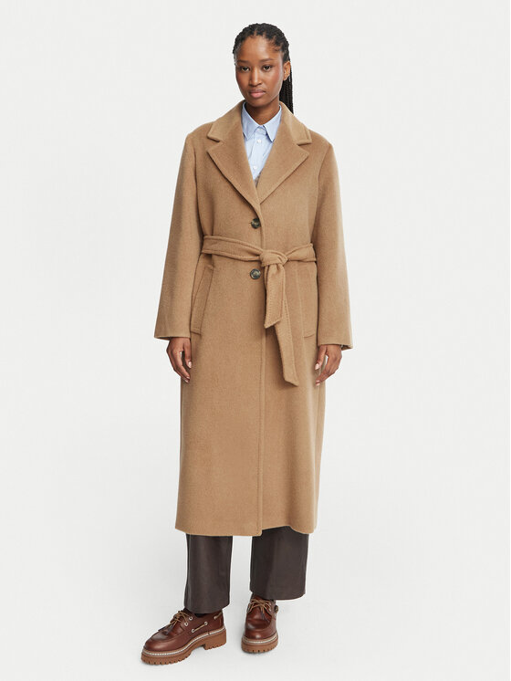 Weekend Max Mara Płaszcz wełniany Bronte 2625016112 Brązowy jasny Regular Fit