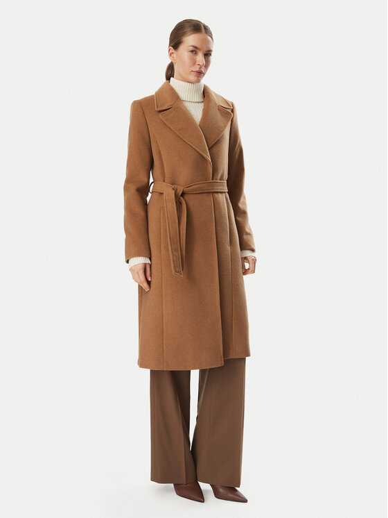 LAUREN RALPH LAUREN Płaszcz wełniany 297962169007 Brązowy jasny Regular Fit