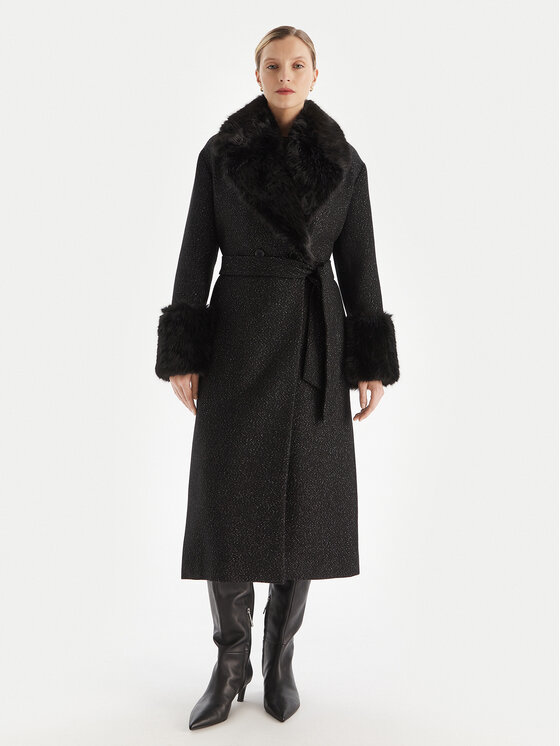 TWINSET Płaszcz zimowy 252TT2040 Czarny Regular Fit