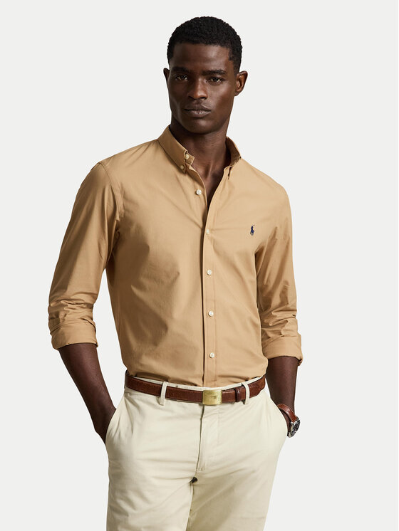 Polo Ralph Lauren Koszula 710929348503 Beżowy ciemny Slim Fit