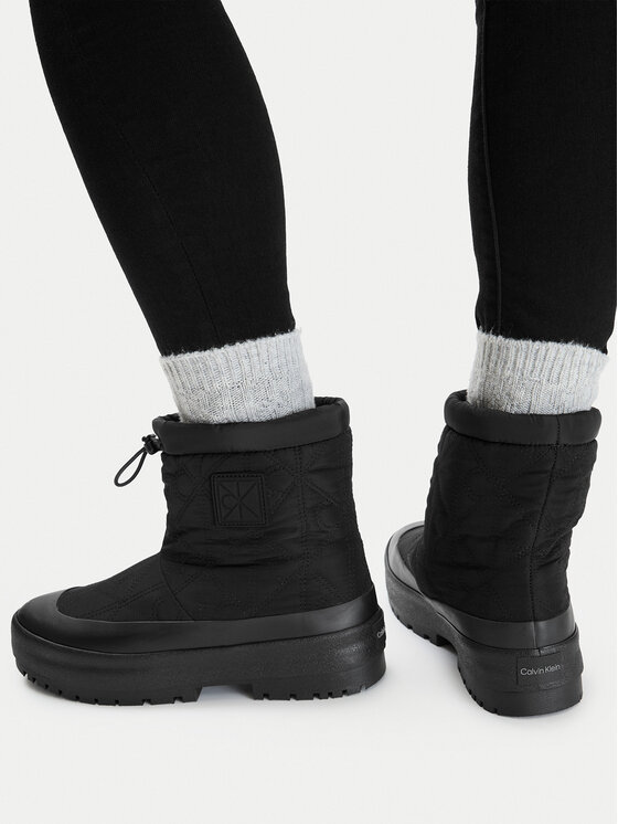 Calvin Klein Śniegowce Vulc Flatform Snowboot Nyl Aop HW0HW03437 Czarny
