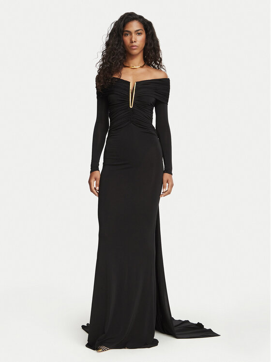 Elisabetta Franchi Sukienka wieczorowa AB-R26-67E2 Czarny Fitted Fit