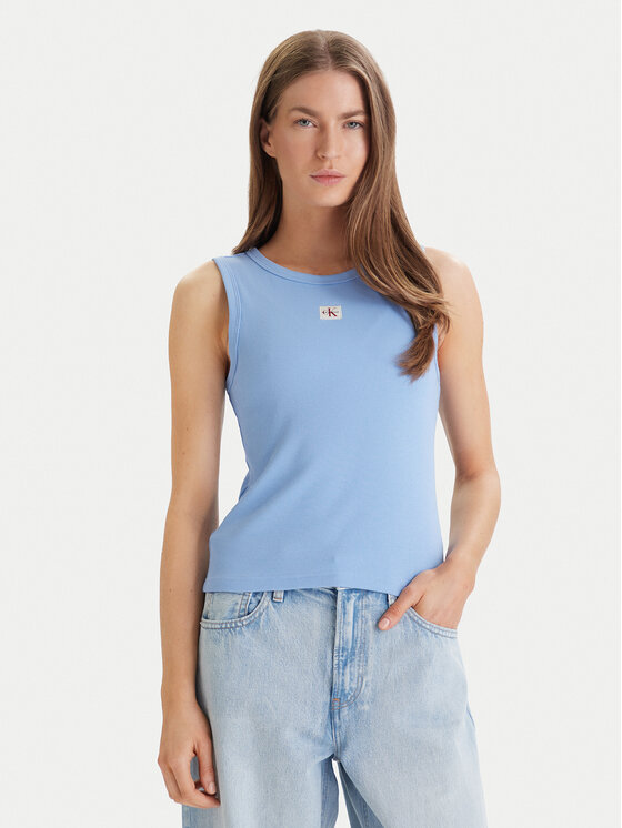 Calvin Klein Jeans Top LV047C201G Błękitny Slim Fit
