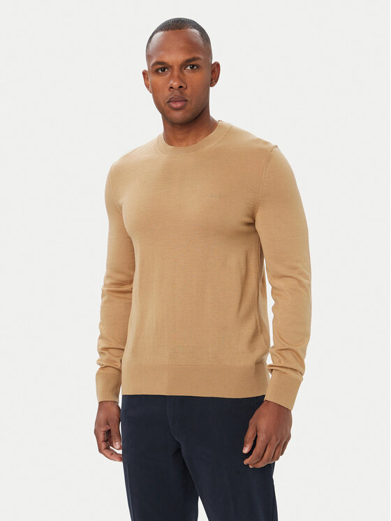 BOSS Sweter Leno 50571914 Beżowy Regular Fit
