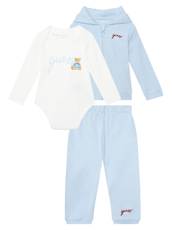 Guess Komplet bluza, body i spodnie dresowe H6YG09 K4135 Niebieski jasny Regular Fit