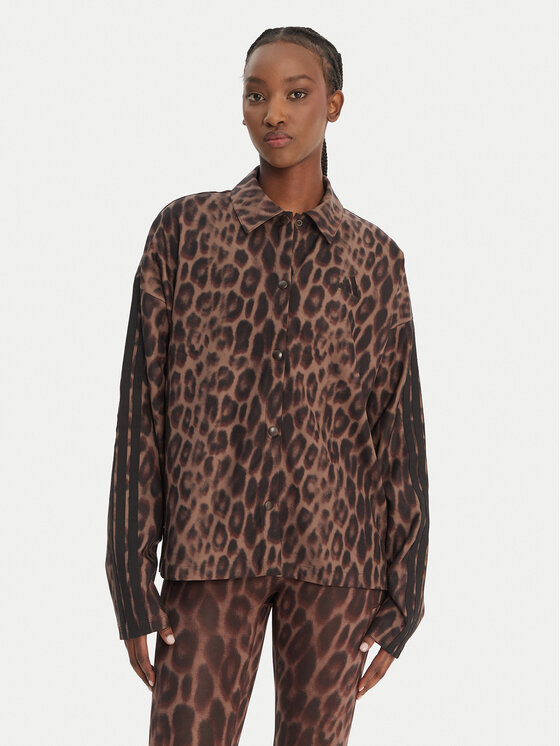 adidas Kurtka koszulowa Seasonal Essentials Leopard Print JZ0297 Brązowy Loose Fit
