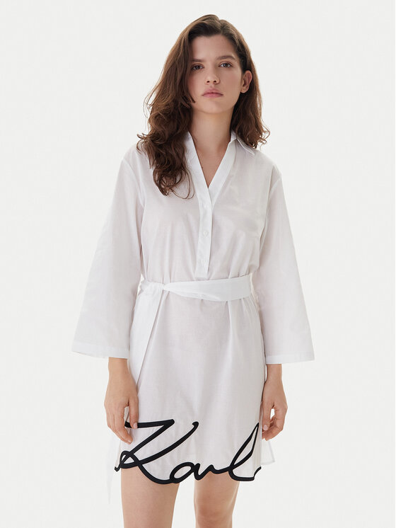KARL LAGERFELD Sukienka plażowa A2W46075 Biały Regular Fit