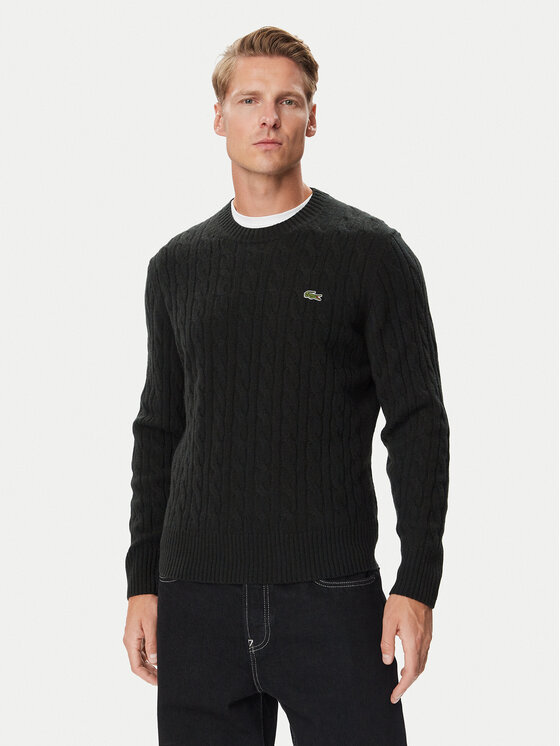 Lacoste Sweter AH2924 Zielony ciemny Classic Fit