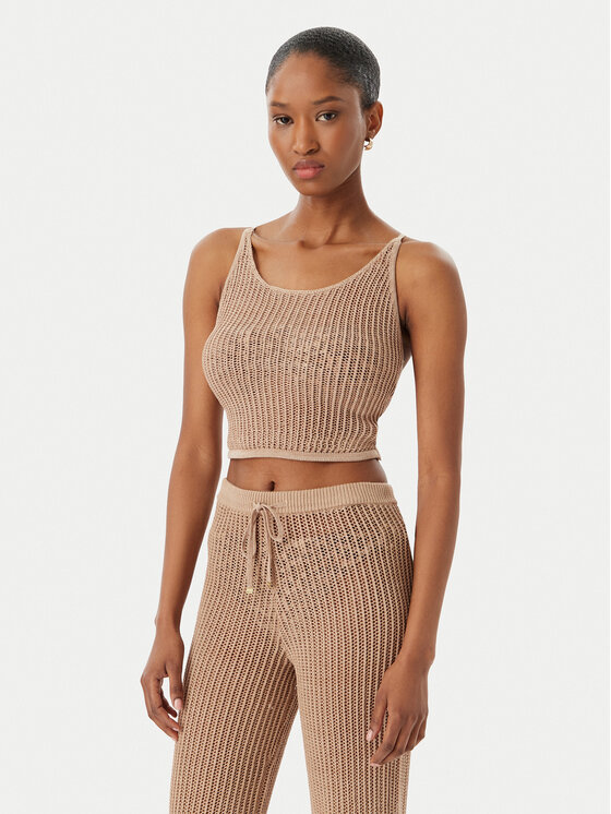 Guess Top E6GR00 Z5371 Beżowy Regular Fit