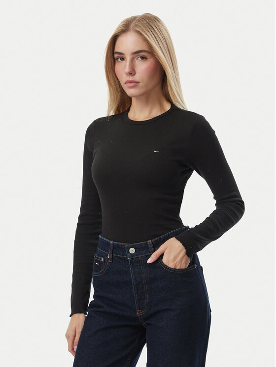 Tommy Jeans Bluzka DW0DW23524 Czarny Slim Fit