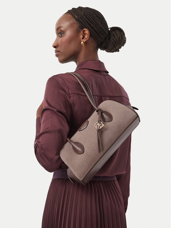Calvin Klein Torebka Emblem Trio Suede Shoulder Bag LV04F3888G Beżowy