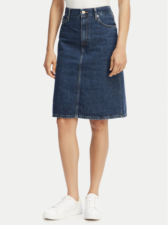 Tommy Hilfiger Spódnica jeansowa WW0WW45666 Granatowy Straight Fit