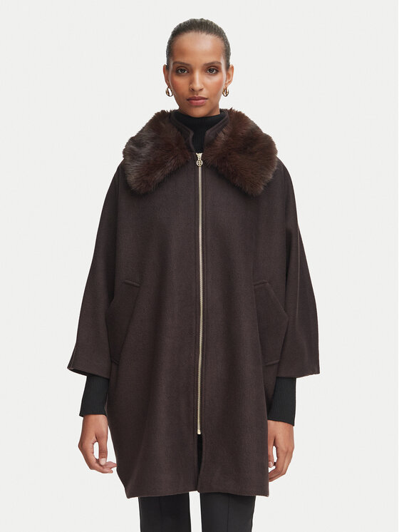 Rinascimento Płaszcz przejściowy CFC0130344003 Brązowy ciemny Oversize