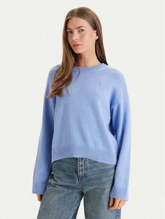 Calvin Klein Sweter LV047D305G Niebieski Relaxed Fit