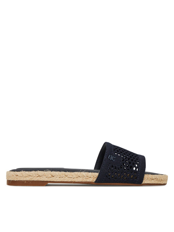 Tommy Hilfiger Klapki Knit Mesh Espadrille Flat Sandal FW0FW08744 Granatowy