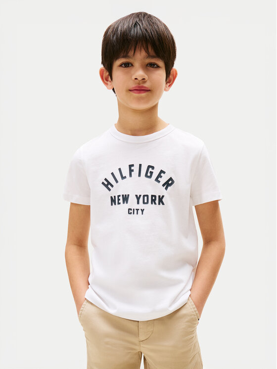 Tommy Hilfiger T-Shirt Curved Graphic KB0KB09800 Biały Regular Fit