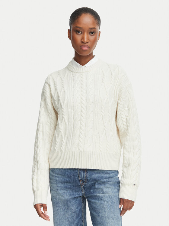 Tommy Hilfiger Sweter WW0WW51396 Beżowy jasny Regular Fit