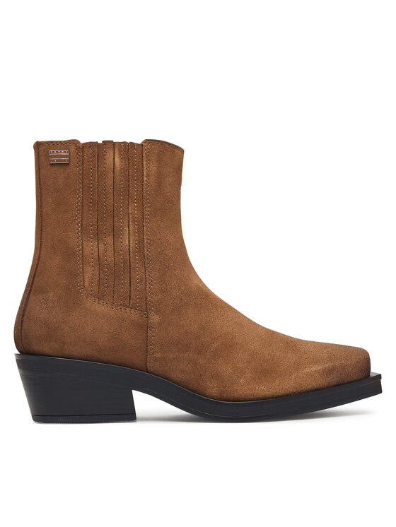 Tommy Jeans Botki Tjw Suede Cowboy Boots EN0EN03142 Brązowy