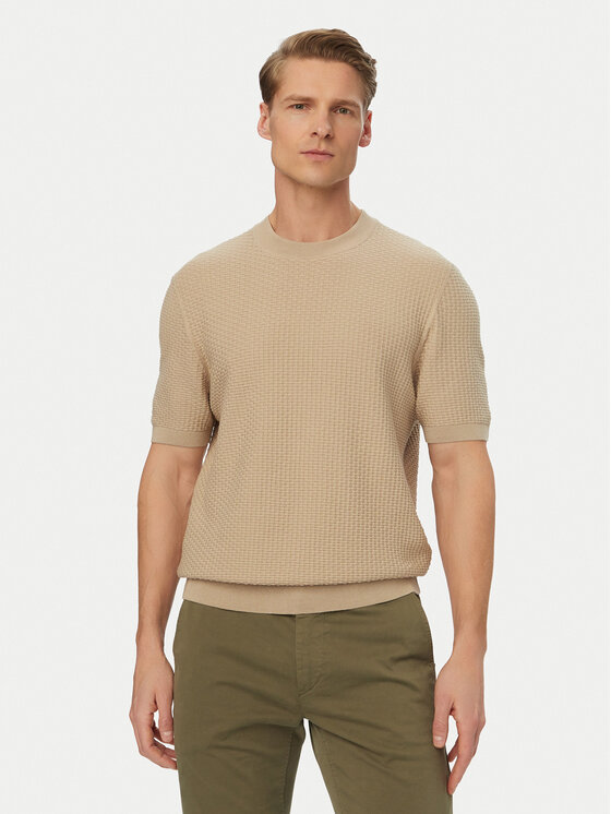 BOSS Sweter H-Nilton 50560468 Beżowy jasny Regular Fit